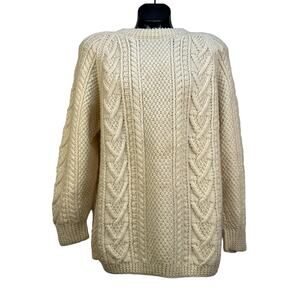 Handmade Cable Knit Ivory Fisherman's Sweater Crewneck Jumper